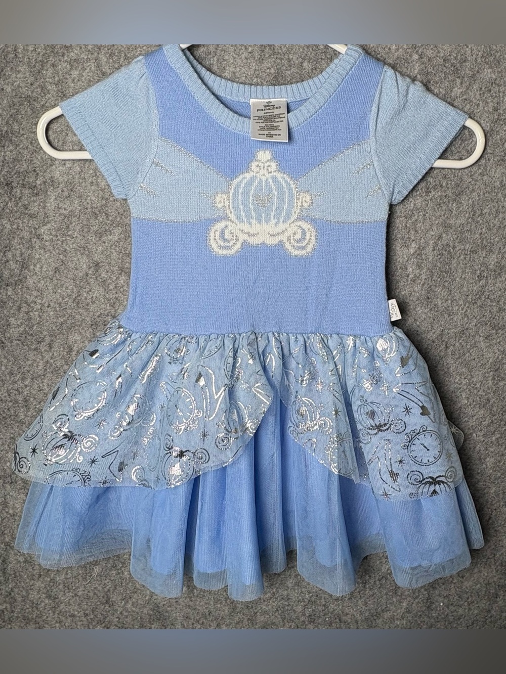 Disney Cinderella Princess Carriage Tulle Sweater Dress Sz 3T